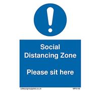 Confezione da 5 - Social Distancing Zone Please sit here Sign - 75 x 100 mm - A7P