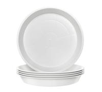 Confezione da 5 sottovasi rotondi da 26 cm, per piante da giardino, in plastica, per interni ed esterni, adatti per vasi fino a 23 cm (bianco, esterno 26 cm)