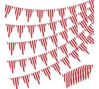 Confezione da 5 Striscioni A Strisce Bianche E Rosse Banner del Circo di Carnevale Bandiere A Triangolo in Corda per Le Decorazioni Del Circo di Carnevale, Festa per Bambini Celebrazione di Capodanno
