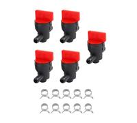 Confezione da 5 valvole per rubinetto carburante in linea rosse con | Questo set di 5 rubinetti per carburante in linea con clip per tubi offre un controllo affidabile del flusso di benzina per