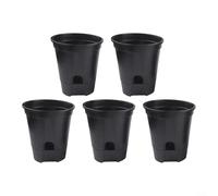 Confezione da 5 vasi in plastica per orchidee con fori di drenaggio e base, fioriere nere per interni ed esterni, contenitori leggeri per vivaio (180 mm)