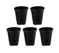 Confezione da 5 vasi in plastica per orchidee con fori di drenaggio e base, fioriere nere per interni ed esterni, contenitori leggeri per vivaio (120 mm)