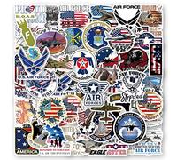 Confezione da 50 adesivi Air Force per fan militari, decalcomanie in vinile impermeabili con jet da combattimento, emblemi e potenza aerea statunitense per laptop, valigie, notebook, bottiglia d'acqua