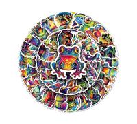 Confezione da 50 adesivi colorati in vinile a tema rana, impermeabili, per laptop, bottiglia d'acqua, valigie, skateboard, diari, ideali per gli amanti degli animali, appassionati d'arte e adolescenti
