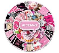 Confezione da 50 adesivi in vinile - Adesivi con citazioni in inglese e graffiti rosa, decalcomanie impermeabili for laptop, diario, album di ritagli, bottiglia d'acqua, valigia