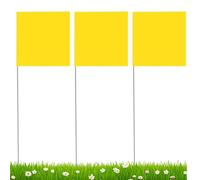 Confezione da 50 bandiere gialle 12,5 x 9,7 cm con palo in acciaio da 38,9 cm, bandiere per marcatura del prato, per irrigazione paesaggistica, giardino, per servizi sotterranei e paesaggistica