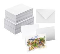 Confezione da 50 biglietti bianchi ad acquerello con buste, peso massimo 63,5 kg, 100% cotone, pieghevoli, 12,7 x 17,8 cm, per dipingere o realizzare biglietti