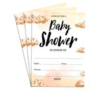 Confezione da 50 biglietti d'invito a forma di nuvola, per baby shower, su un lato, neutro, vuoti, da riempire, 12,7 x