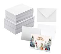 Confezione da 50 biglietti vuoti ad acquerello con buste, peso 63,5 kg, 100% cotone, pieghevoli, per dipingere o realizzare biglietti, perfetti per Natale, compleanno