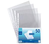 Confezione da 50 buste forate 24 x 32 in plastica - Buste trasparenti Maxi Formato - Bordo rinforzato - Made in France