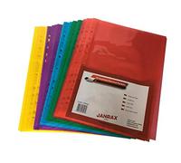 Confezione da 50 buste trasparenti perforate, formato A4, colori assortiti Janrax