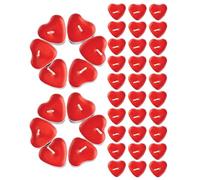 Confezione da 50 candeline a forma di cuore rosso - candele per San Valentino, proposte, matrimoni, anniversari, centrotavola, romantiche luci galleggianti, senza fumo e profumate