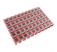 Confezione da 50 custodie per componenti SMD | per scatole trasparenti MINI con labbra elastiche elastiche, pronte per etichette per resistori e per ICS - per professionisti e hobby (rosso)