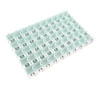 Confezione da 50 custodie per componenti SMD | per scatole trasparenti MINI con labbra elastiche elastiche, pronte per etichette per resistori e per ICS - per professionisti e hobby (bianco)