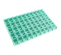 Confezione da 50 custodie per componenti SMD | per scatole trasparenti MINI con labbra elastiche elastiche, pronte per etichette per resistori e per ICS - per professionisti e hobby (verde)