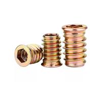 Confezione da 50 dadi a vite M5 x 10 mm,inserti filettati per legno,inserti filettati in legno in acciaio al carbonio,colore zincato,dado a esagono incassato per mobili in legno