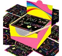 Confezione da 50 foglietti magici da grattare, mini note artistiche arcobaleno da grattare, arte fatta a mano, forniture per feste fai da te, regalo di compleanno, Halloween, Natale