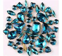 Confezione da 50 forme di strass multicolori in vetro AB da cucire(A5 Blue Zircon)