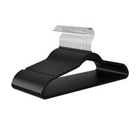 Confezione da 50 grucce in plastica nera non vellutata per vestiti, resistenti, sottili, salvaspazio, con gancio cromato, non floccate, per abiti, cappotti, camicie, giacche