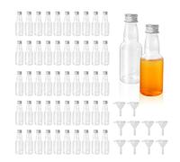 Confezione da 50 mini bottiglie per liquore, 60 ml di plastica con tappo a vite, riutilizzabili piccole bottiglie di liquore per matrimoni, feste, viaggi