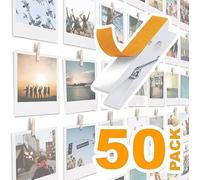 Confezione da 50 mini clip autoadesive per foto, in legno bianco, per appendere foto, poster, biglietti fotografici, espositori e lavagne fotografiche, decorazioni per la stanza
