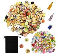 Confezione da 50 mini modelli di cibo e bevande con 1 custodia nera, set da gioco per bambini, giocattoli di ruolo, giocattoli di simulazione, per il fai da te, regali per apprendimento stili casuali