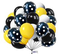 Confezione da 50 palloncini a pois neri, gialli, bianchi e neri, in lattice, per feste di compleanno, decorazioni per matrimoni, baby shower, feste di laurea, anniversari, occasioni