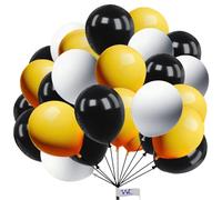 Confezione da 50 palloncini neri, gialli e bianchi, in lattice, per feste di compleanno, decorazioni per matrimoni, baby shower, feste di laurea, anniversari, occasioni