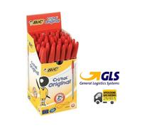 Confezione da 50 penne sfera bic Cristal rosso punta media 1 mm Scuola Ufficio
