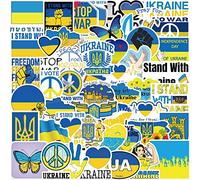 Confezione da 50 pezzi I Stand con Ucraina Sticker - Supporto Ucraina Decal - Bandiera Ucraina Colore - Stop Putin - Stop War (Stile All in (50 pezzi)