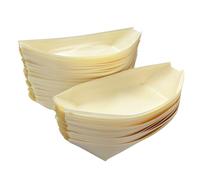 Confezione Da 50 Piatti Piani In Legno A Forma Di Barca, Piatti Per Feste, Vassoi In Legno Per Snack, Sushi, Frutta, Ecc.