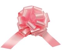 Confezione da 50 PZ coccarde rosa autotiranti gran fiocco, nastro da 5 cm, per nascita bimba