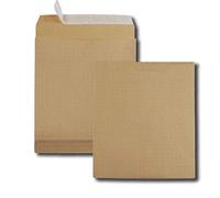 Confezione da 50 sacchetti a soffietto in carta kraft armato, C4, 229 x 324, 130 g/m², con striscia di protezione