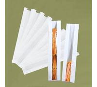 Confezione da 50 sacchetti per pane in carta kraft per baguette, 58,4 x 10,2 x 4,1 cm, con finestra frontale trasparente e 64 adesivi trasparenti per pane francese fatto in casa (bianco)