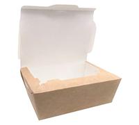 Confezione da 50 scatole per il pranzo in carta kraft, 600 ml, da asporto, usa e getta, a prova di perdite, biodegradabili, ecologici, riciclabili (50, 600 ml)