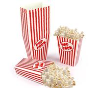 Confezione da 50 scatole per popcorn alte 15,5 cm, rosse e bianche a righe, mini secchi per popcorn e ciotola per popcorn per cinema, casa, decorazioni di carnevale