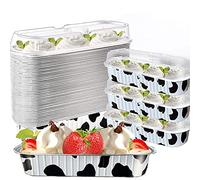 Confezione da 50 teglie monouso in alluminio con coperchio, 192,8 g 16,5 x 6,3 x 3 cm con coperchio, mini teglie per torte, rettangolo muffin mini teglia per brownie