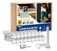 Confezione da 50 viti per calcestruzzo di grande diametro, 1,2 x 10,2 cm, resistenti ancoraggi per calcestruzzo, viti per muratura per mattoni, blocchi, legno e cornici, viti esagonali zincate