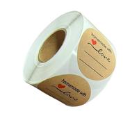 Confezione da 500 etichette adesive rotonde in carta con testo d'amore fatto in casa, set di adesivi per pasticceria, regali, decorazioni per la casa e artigianato, etichette adesive per la casa