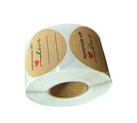 Confezione da 500 etichette adesive rotonde in carta con testo d'amore fatto in casa, set per decorare la casa e creare etichette rotonde