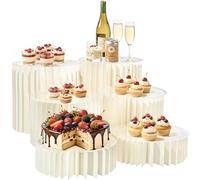 Confezione da 6 alzate per buffet, in acrilico e cartone, pieghevoli, per tavolo da dessert, colonne alte per matrimoni, compleanni, feste, stand per dessert a più livelli per cupcake, dolcetti ed