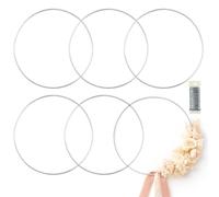Confezione da 6 anelli floreali da 60 cm in metallo per artigianato, macramè, anelli, corona per acchiappasogni fai da te, corona per candele, cerchi artigianali, argento