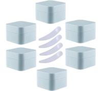 Confezione da 6 barattoli quadrati in plastica blu da 30 ml, per cosmetici, crema e cosmetici, con fodera interna, per balsamo per labbra, lozioni (blu, 5 ml)