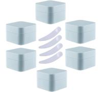 Confezione da 6 barattoli quadrati in plastica blu da 30 ml, per cosmetici, crema e cosmetici, con fodera interna, per balsamo per labbra, lozioni (blu, 30 ml)