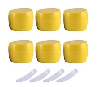 Confezione da 6 barattoli vuoti in plastica verde da 50 ml per cosmetici con coperchio, contenitori per lozioni, creme per il viso, bottiglia da viaggio + 4 spatole (geel)