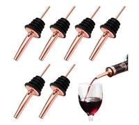 Confezione da 6 beccucci in acciaio inox con tappi antipolvere, versatori universali per liquori, olio d'oliva, aceto e sciroppo, accessori da bar color argento (oro rosa, senza tappo)