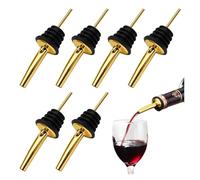 Confezione da 6 beccucci in acciaio inox con tappi antipolvere, versatori universali per liquori, olio d'oliva, aceto e sciroppo, accessori da bar color argento (oro, senza tappo)