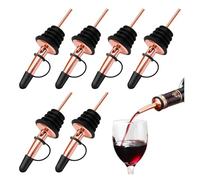 Confezione da 6 beccucci in acciaio inox con tappi antipolvere, versatori universali per liquori, olio d'oliva, aceto e sciroppo, accessori da bar color argento (oro rosa, con tappo monopezzo)