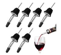 Confezione da 6 beccucci in acciaio inox con tappi antipolvere, versatori universali per liquori, olio d'oliva, aceto e sciroppo, accessori da bar color argento (argento, con tappo piccolo)