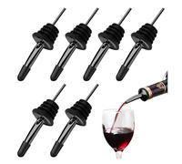 Confezione da 6 beccucci in acciaio inox con tappi antipolvere, versatori universali per liquori, olio d'oliva, aceto e sciroppo, accessori da bar color argento (nero, con tappo piccolo)